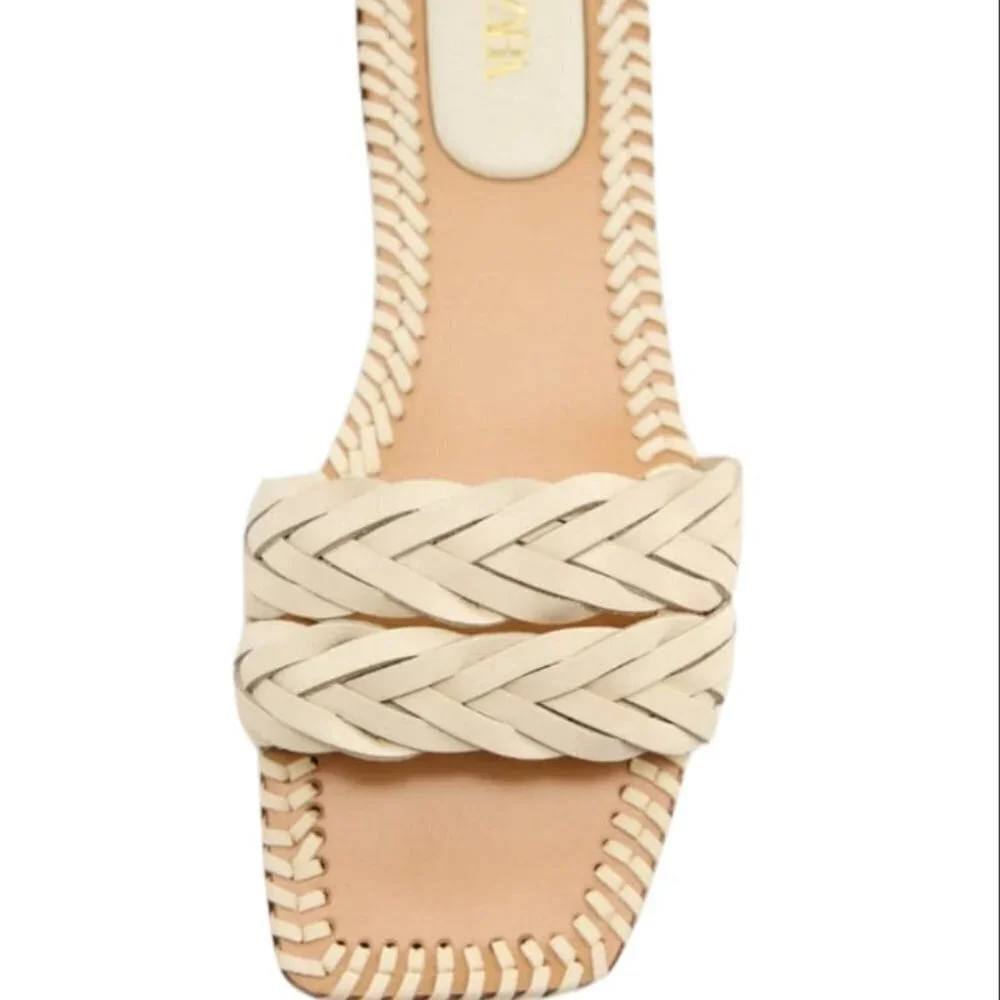 NEW ZARA WOVEN FLAT SANDALS OFF WHITE | 2600/010 - Picture 2 of 4